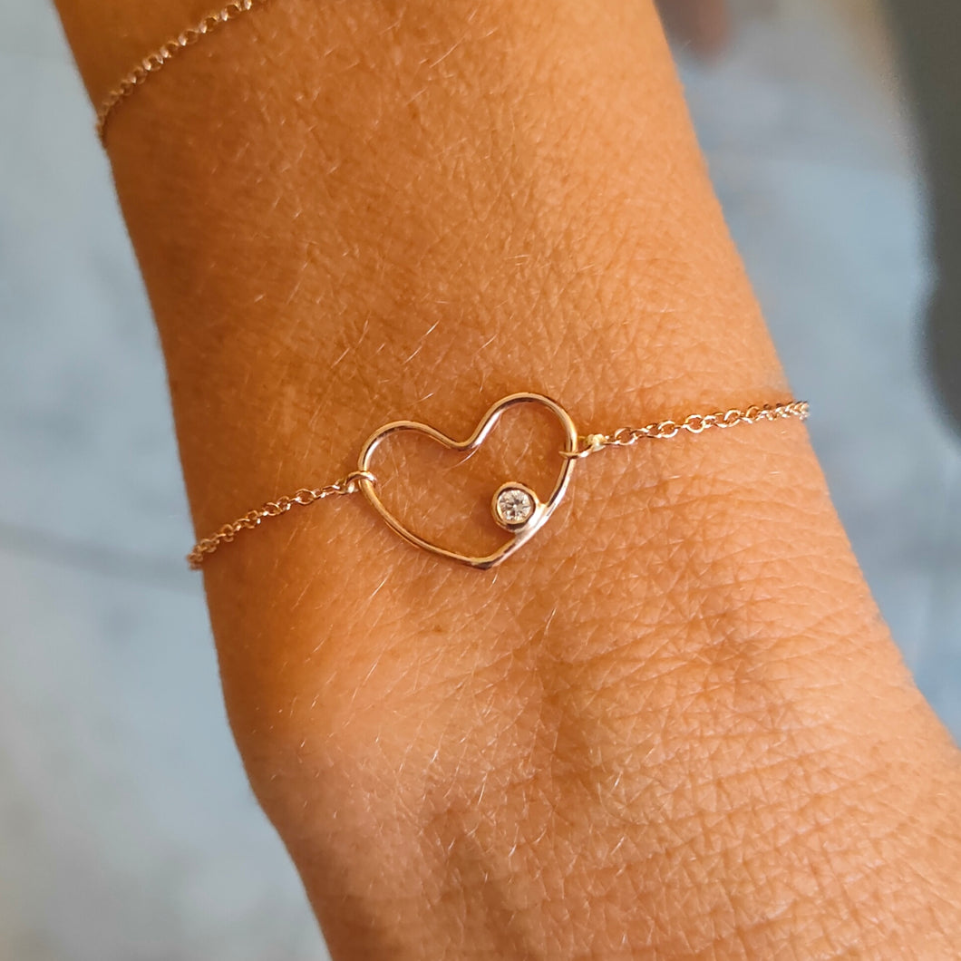 Bracciale cuore con diamante